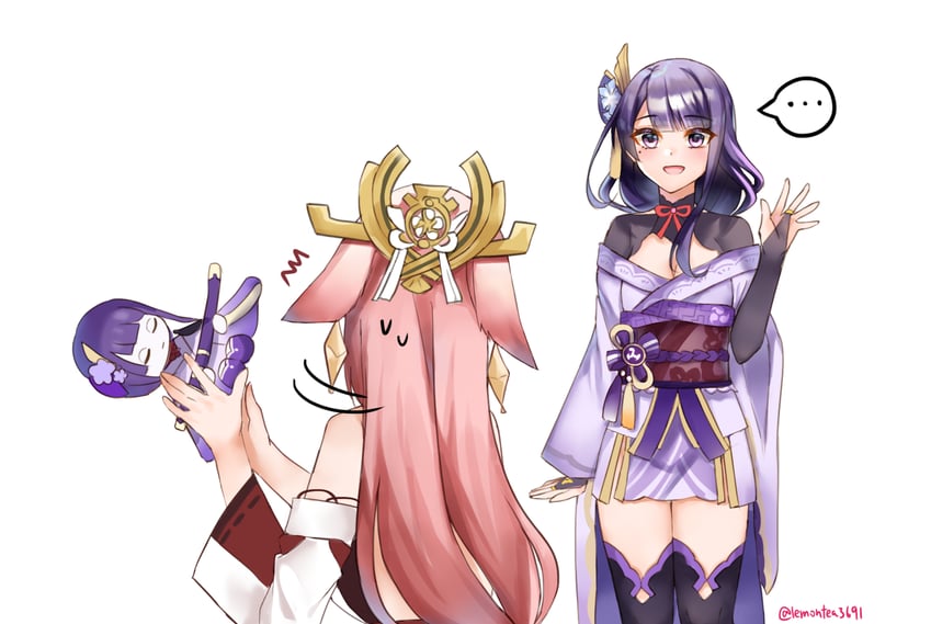raiden shogun and yae miko (genshin impact) drawn by lemon_t