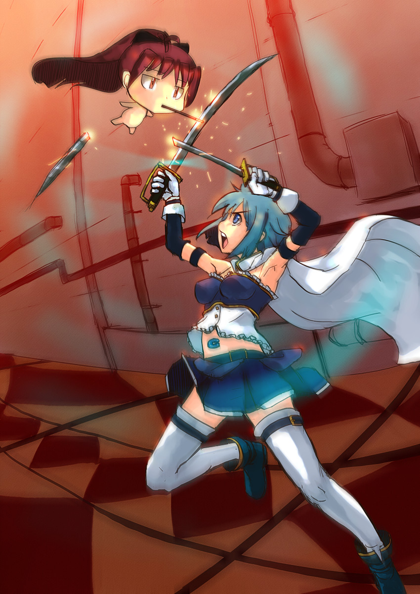 miki sayaka and sakura kyoko (mahou shoujo madoka magica) drawn by cometch