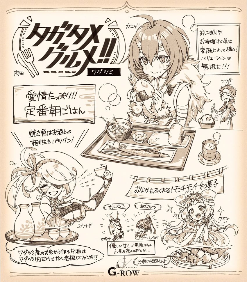 reimei, kuon, kaede, kouga, yunagi, and 1 more (ta ga tame no alchemist) drawn by nikuta_(gumi)