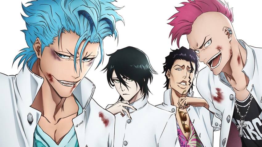 grimmjow jaegerjaquez, ulquiorra cifer, bazz-b, and askin nakk le vaar (bleach and 1 more)
