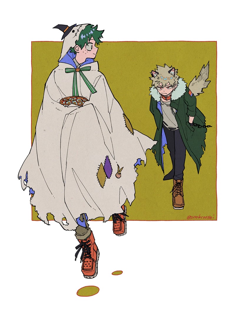 midoriya izuku, bakugou katsuki, and all might (boku no hero academia) drawn by souko_(floyd)