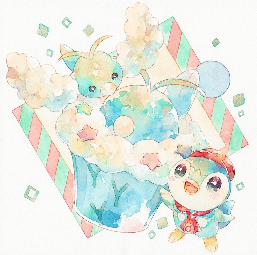 piplup and swablu (pokemon and 1 more) drawn by oharu-chan