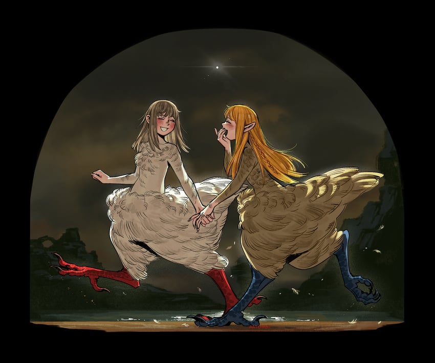 marcille donato and falin touden (dungeon meshi) drawn by aatom87