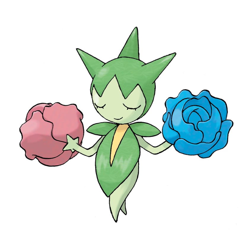 roselia (pokemon and 1 more) drawn by sugimori_ken