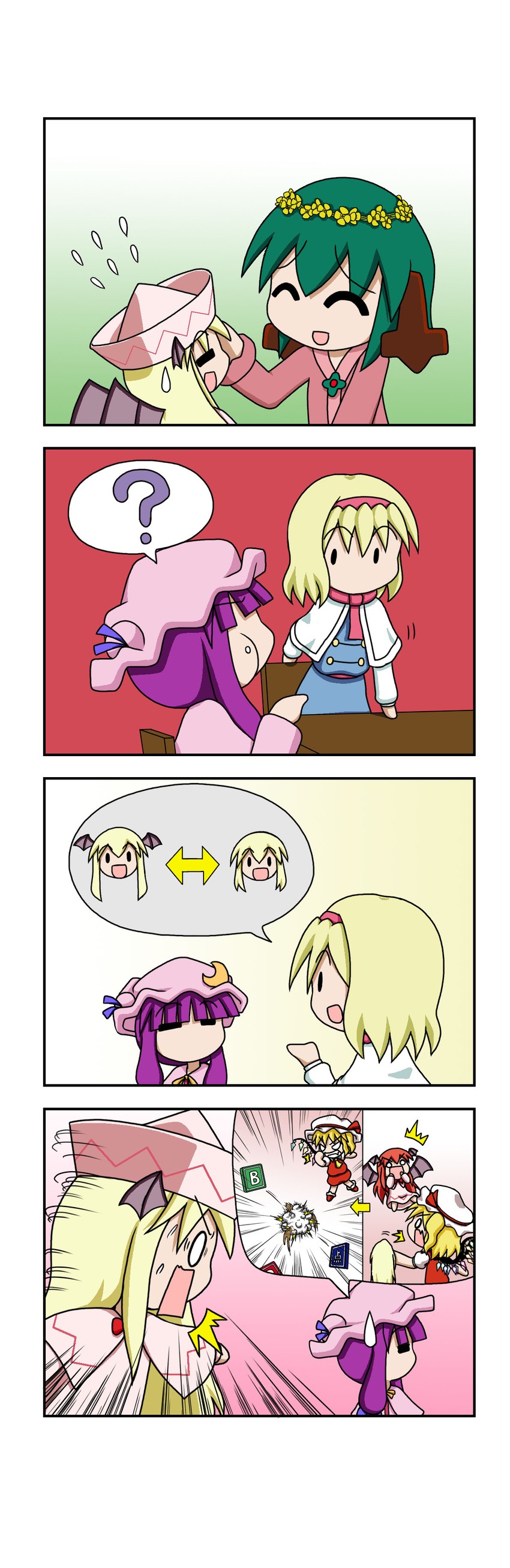 flandre scarlet, alice margatroid, patchouli knowledge, koakuma, kasodani kyouko, and 1 more (touhou) drawn by rakugaki-biyori