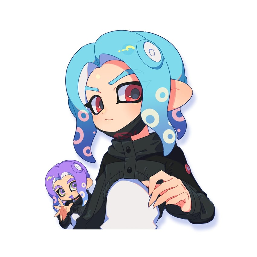 octoling player character, octoling girl, and octoling boy (splatoon) drawn by surume01417