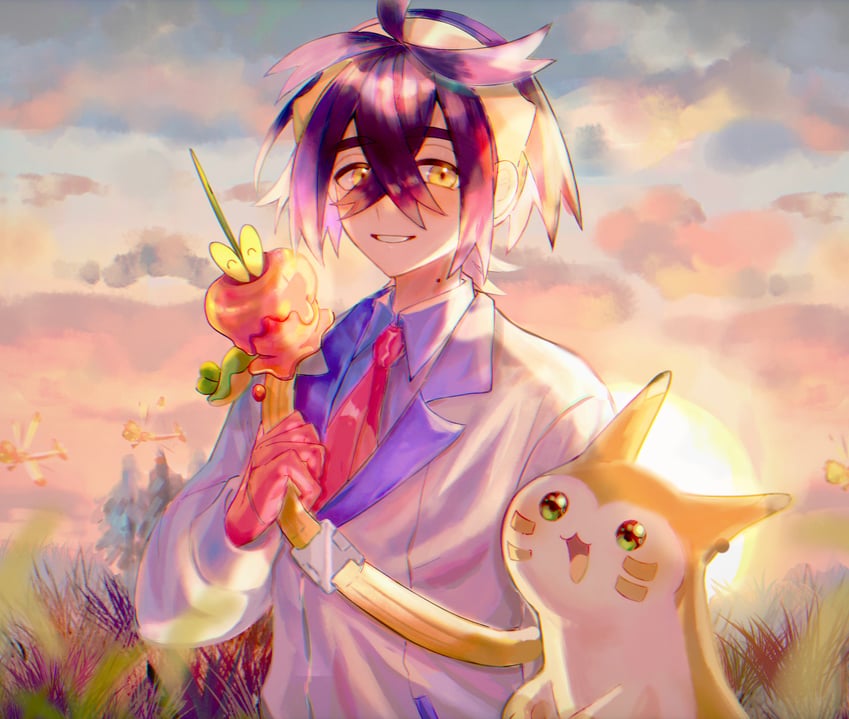 kieran, furret, dipplin, and yanma (pokemon and 1 more) drawn by mofumofuyarou