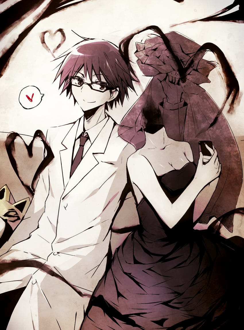 celty sturluson and kishitani shinra (durarara!!) drawn by yomogi_komegura