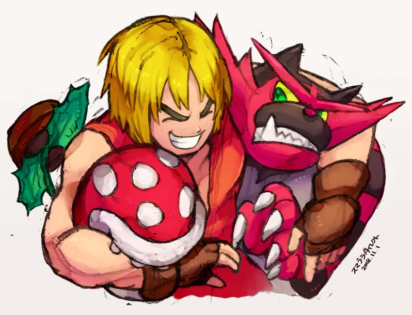 ken masters, piranha plant, and incineroar (pokemon and 3 more) drawn by yanedx