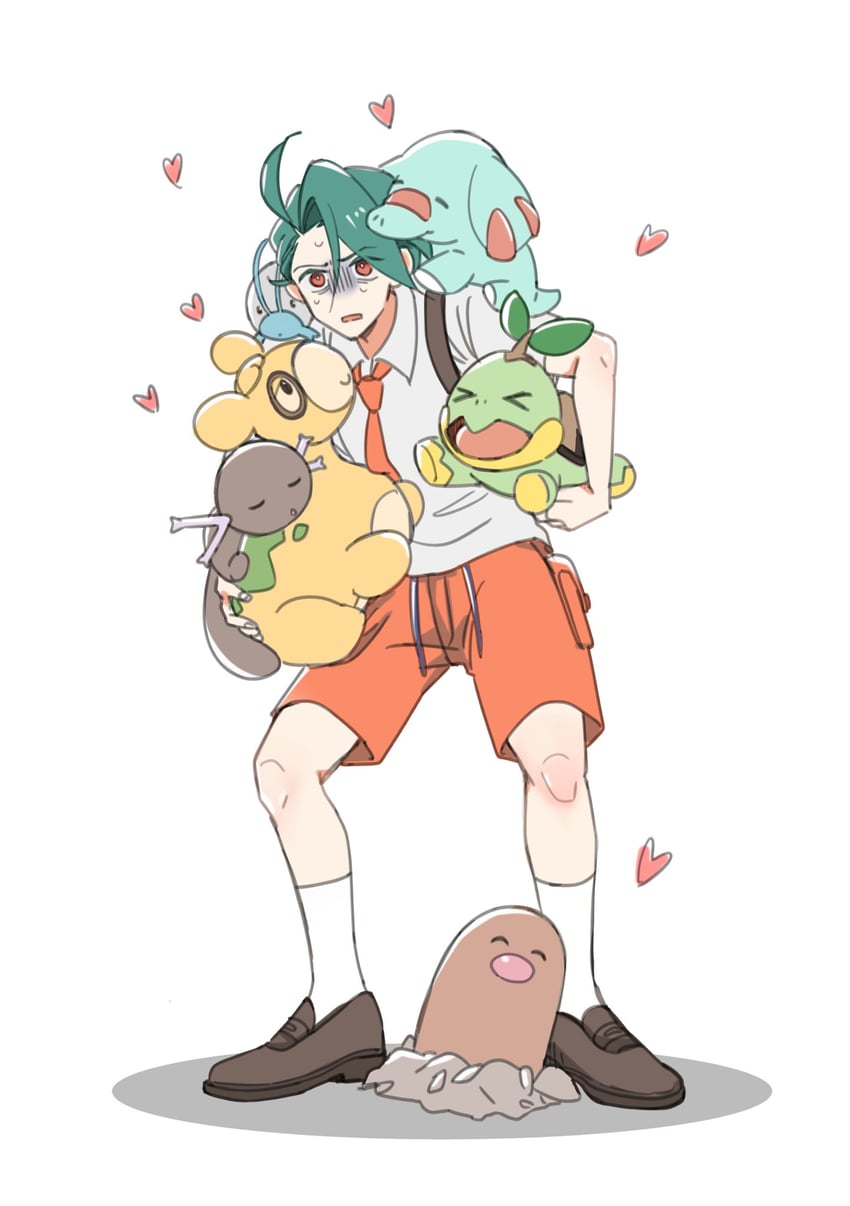 rika, turtwig, diglett, paldean wooper, phanpy, and 2 more (pokemon and 1 more) drawn by nikomako-riff