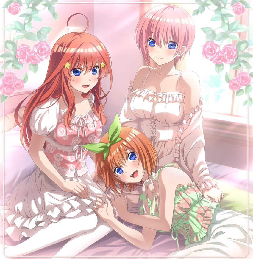 nakano yotsuba, nakano itsuki, and nakano ichika (go-toubun no hanayome) drawn by studio_viga