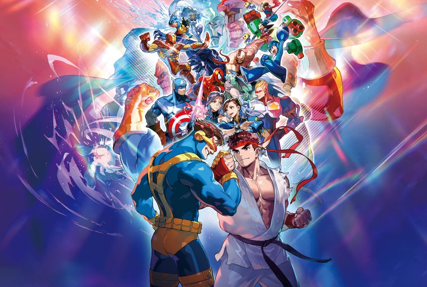 chun-li, morrigan aensland, ryu, wolverine, spider-man, and 17 more (street fighter and 18 more) drawn by mita_chisato