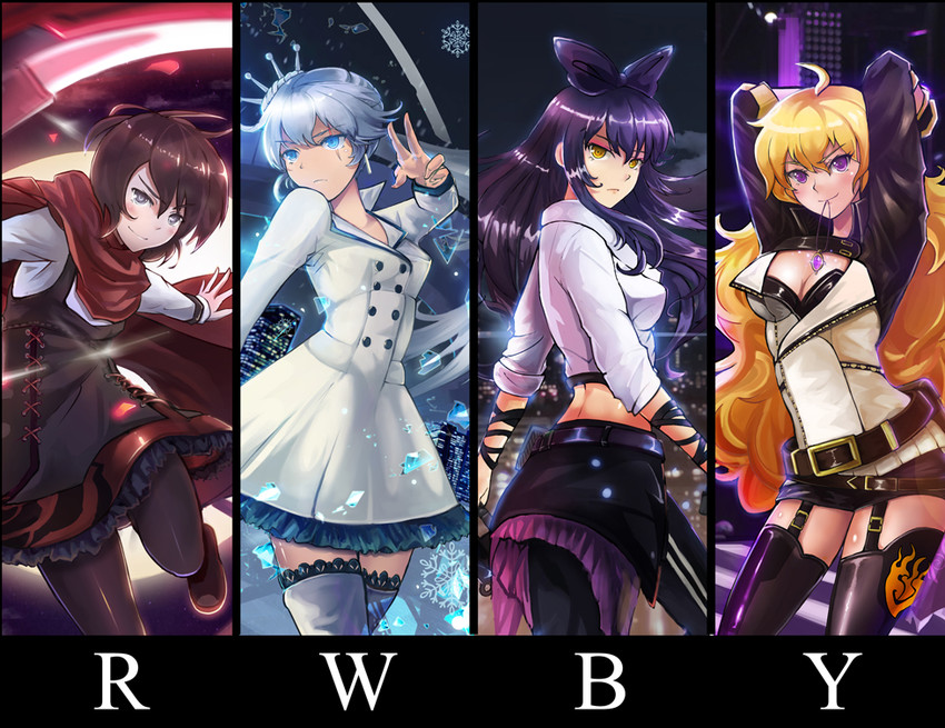 ruby rose, weiss schnee, yang xiao long, and blake belladonna (rwby) drawn by mai_(xskdizzy)