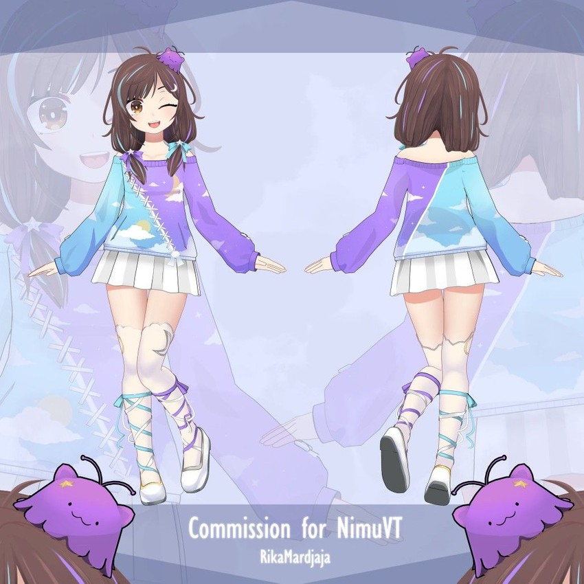 nimu and centi (indie virtual youtuber) drawn by rika_mardjaja