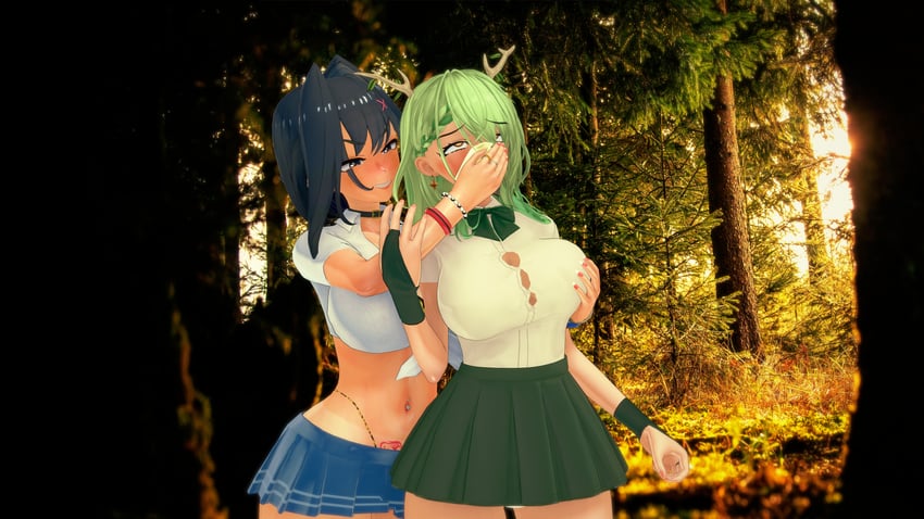 ouro kronii and ceres fauna (hololive and 1 more) drawn by somnababyy