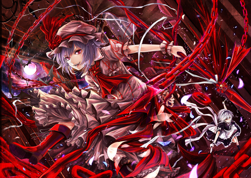 remilia scarlet and izayoi sakuya (touhou) drawn by kazabana_fuuka