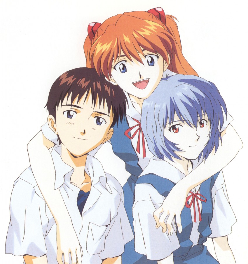 souryuu asuka langley, ayanami rei, and ikari shinji (neon genesis evangelion)