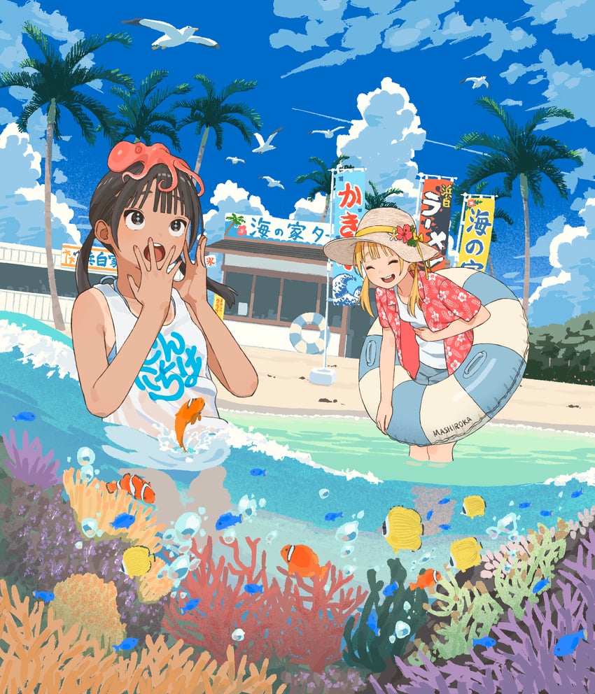 hatsuura tsuna and hoshi nika (original) drawn by mashiro_ka