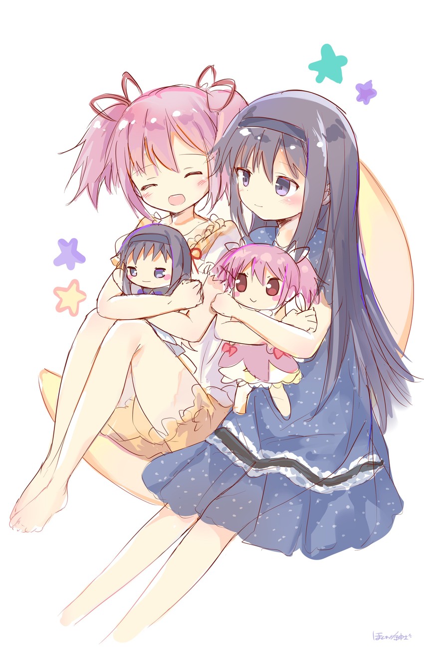 akemi homura and kaname madoka (mahou shoujo madoka magica) drawn by honwaka_shinshi