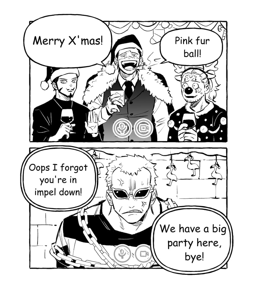 donquixote doflamingo, crocodile, buggy the clown, and dracule mihawk (one piece) drawn by che_(cyan_crown)