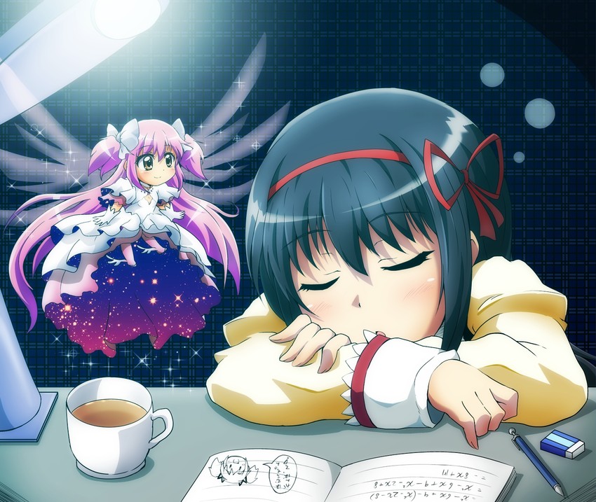 akemi homura, kaname madoka, and ultimate madoka (mahou shoujo madoka magica) drawn by maru_takeo