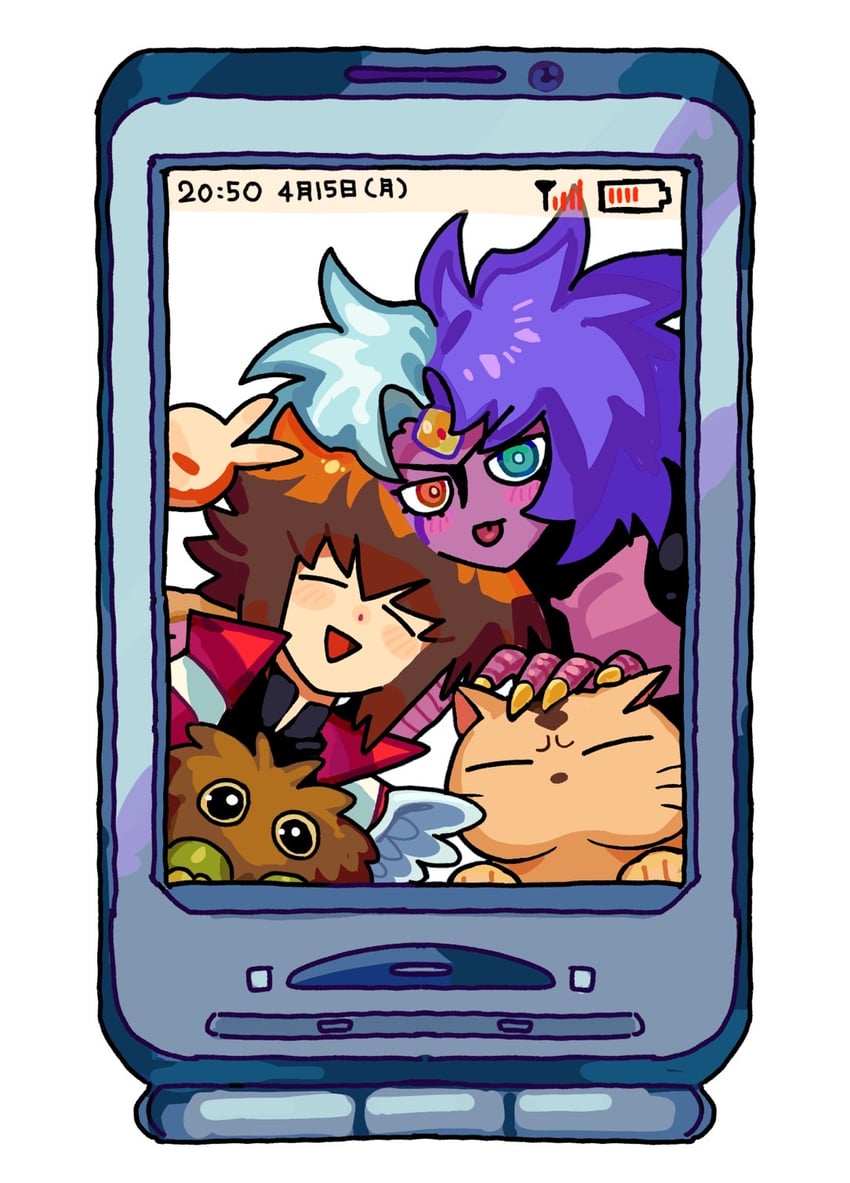 yuki judai, yubel, winged kuriboh, and pharaoh (yu-gi-oh! and 1 more) drawn by tawashipurin