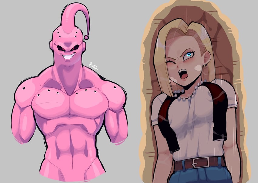 android 18, majin buu, and super buu (dragon ball and 1 more) drawn by butter_sugoi