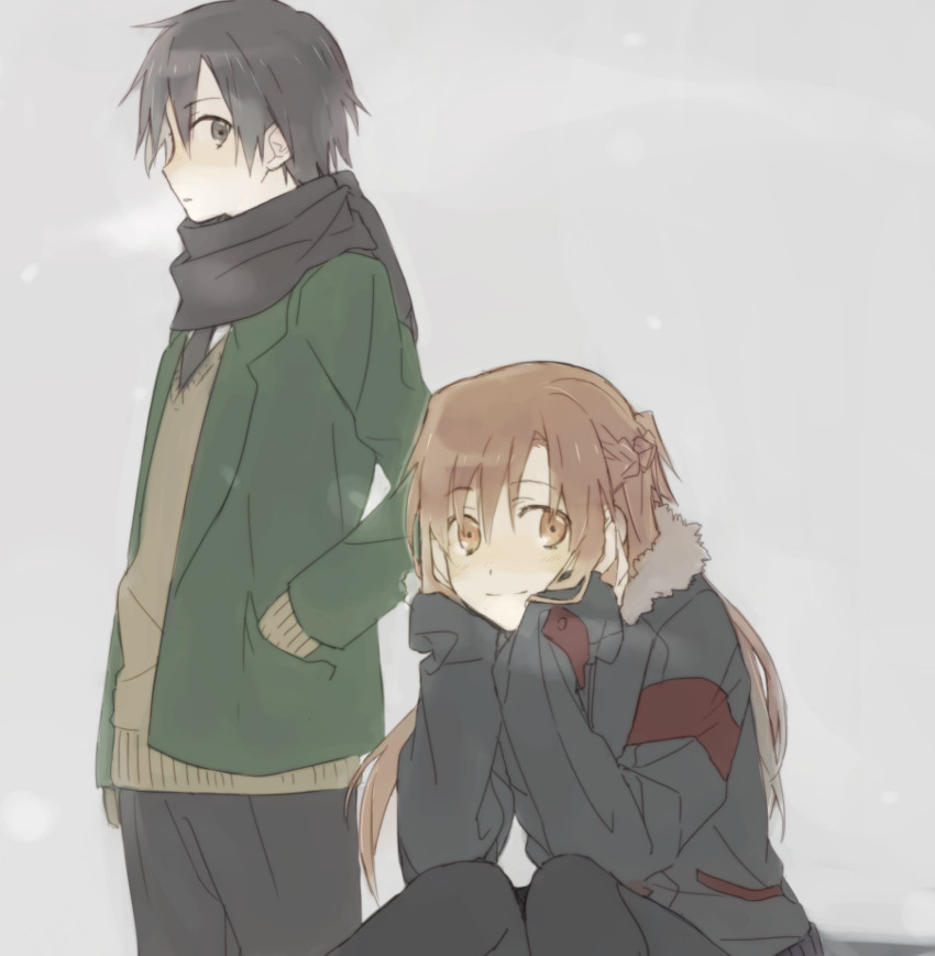 asuna and kirito (sword art online) drawn by nicolat