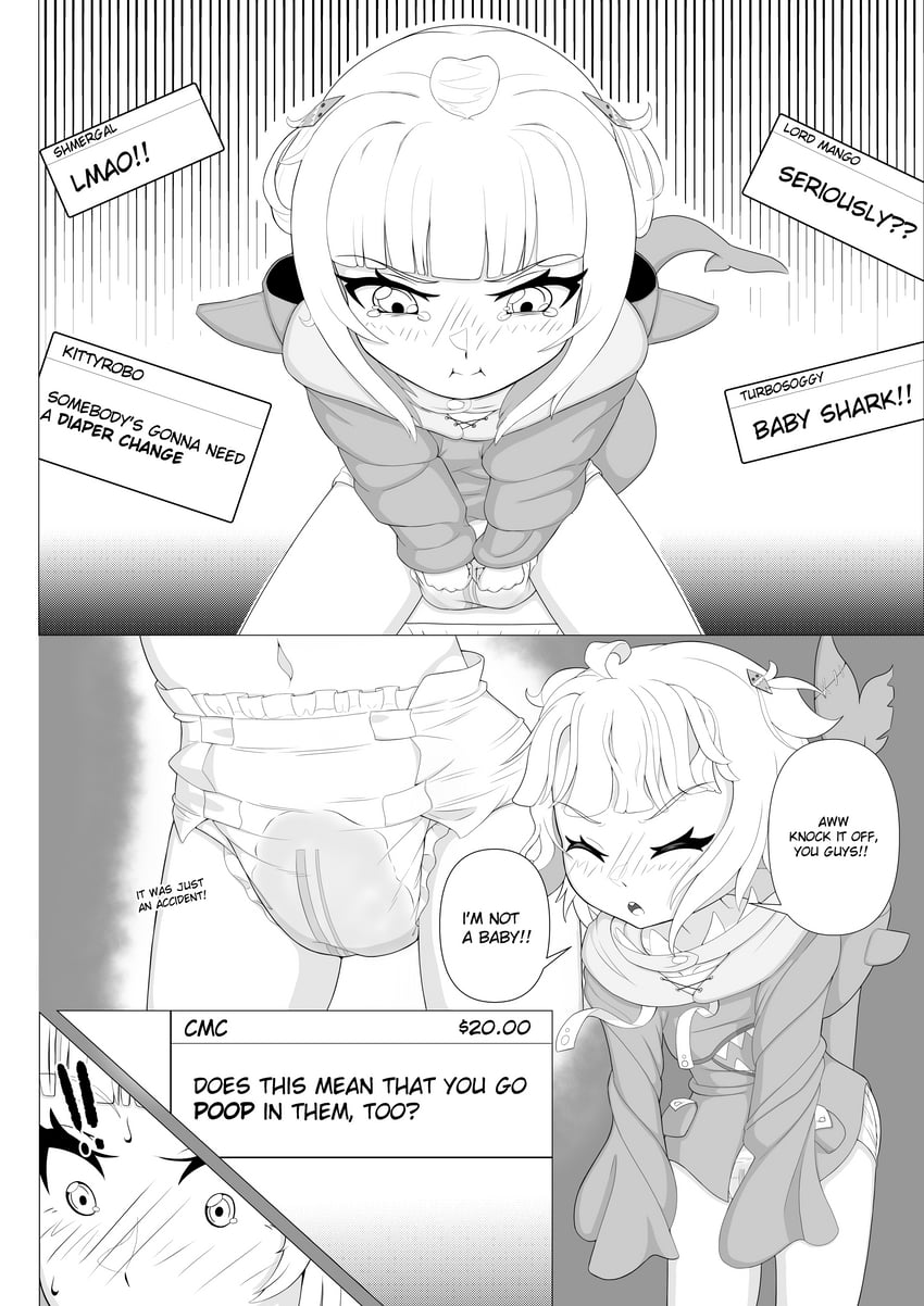 gawr gura (hololive and 1 more) drawn by omulettes