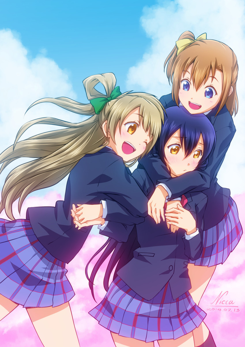 sonoda umi, minami kotori, and kosaka honoka (love live! and 1 more) drawn by nicca_(kid_nicca)