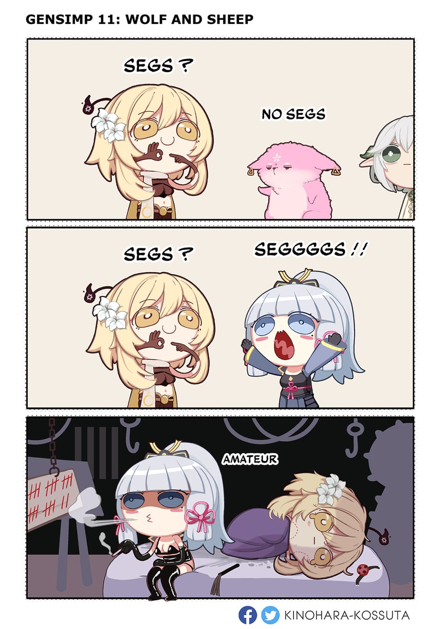 lumine, aether, yae miko, nahida, and kamisato ayaka (genshin impact) drawn by kinohara_kossuta