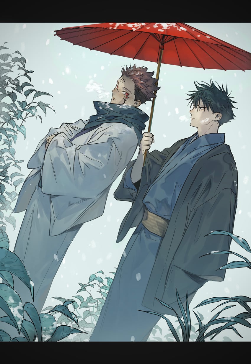fushiguro megumi and ryoumen sukuna (jujutsu kaisen) drawn by bomber_tarou
