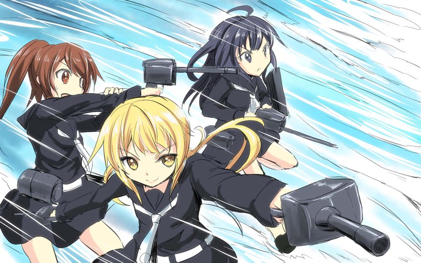 satsuki, fumizuki, and mikazuki (kantai collection) drawn by gin'ichi_(akacia)