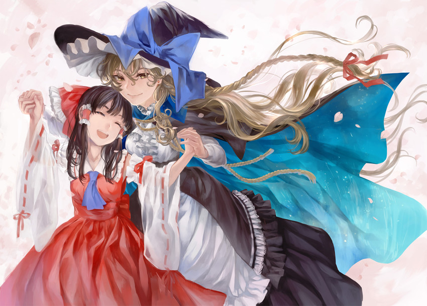 hakurei reimu and kirisame marisa (touhou) drawn by kayako_(tdxxxk)