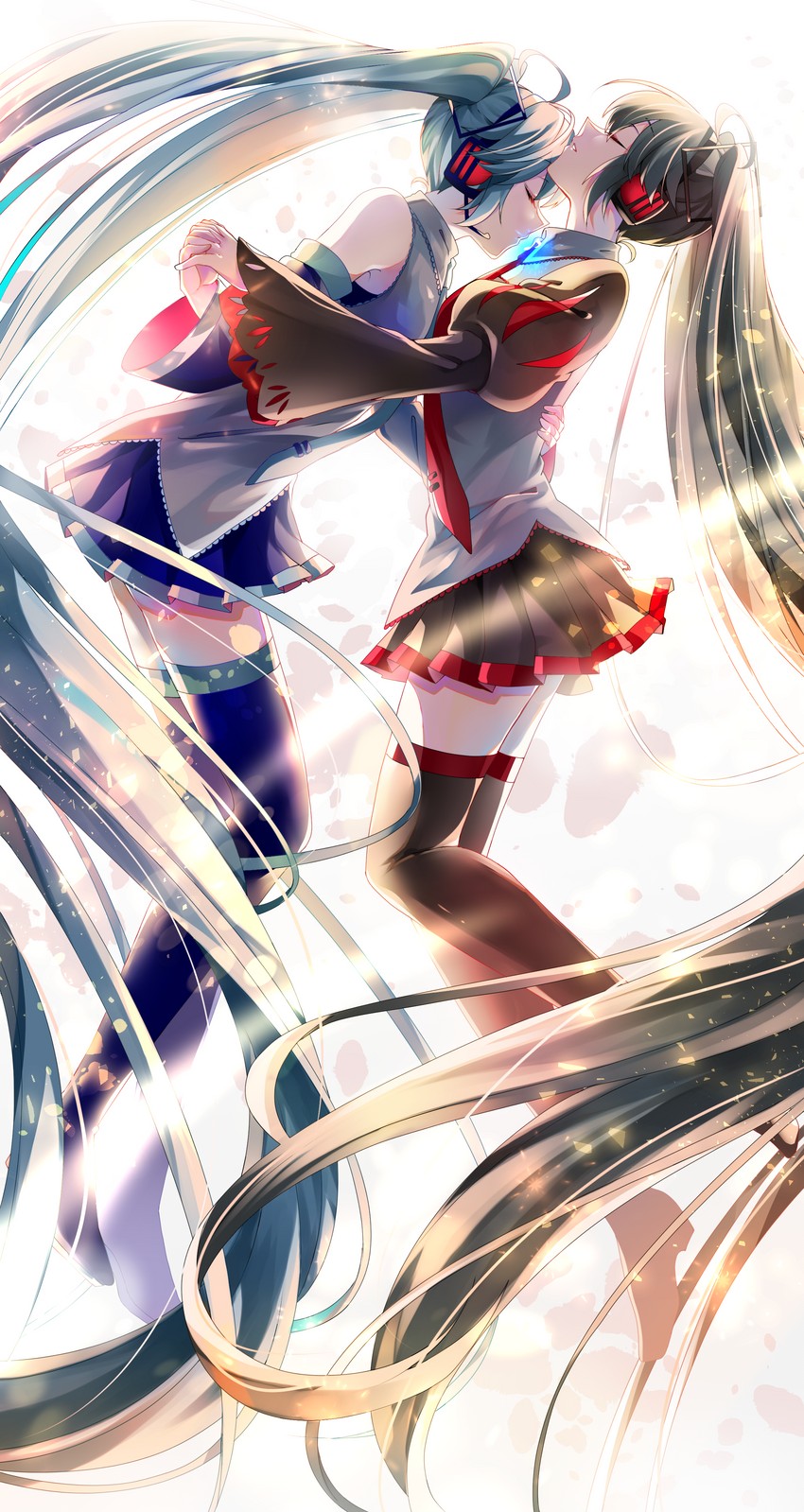 hatsune miku and zatsune miku (vocaloid) drawn by shirayuki_towa