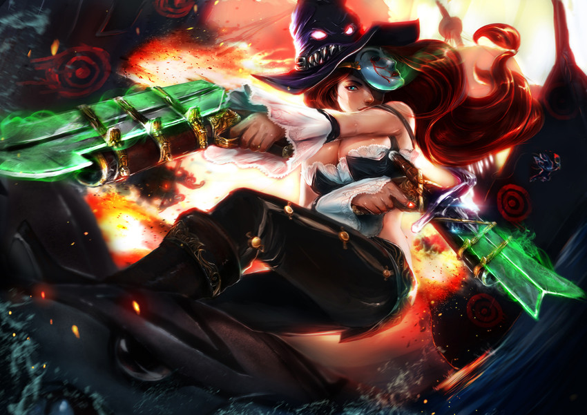 miss fortune, fizz, and chomper (league of legends) drawn by jules_gregorio