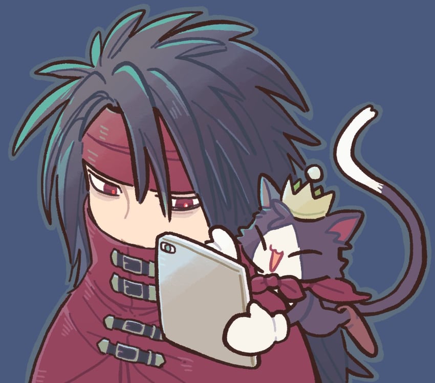 vincent valentine and cait sith (final fantasy and 3 more) drawn by bebe_(ad234_tenrou)