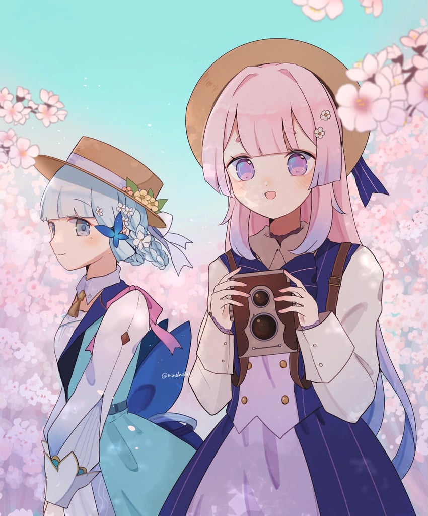 kamisato ayaka and sangonomiya kokomi (genshin impact) drawn by minahoshi37