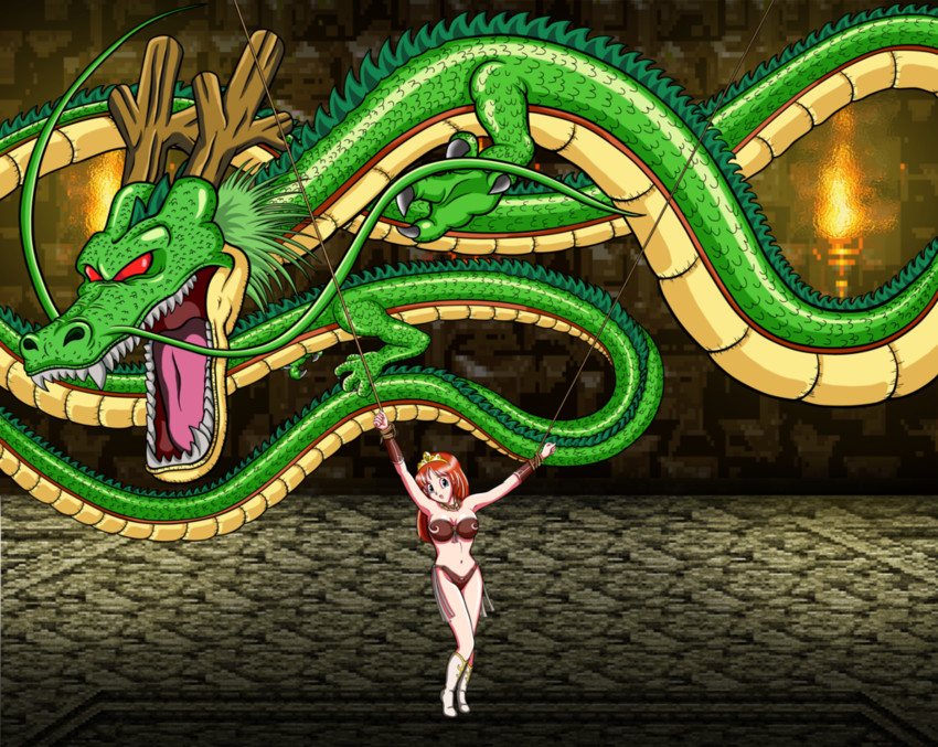 shenron and princess laura (dragon ball and 2 more) drawn by professormegaman