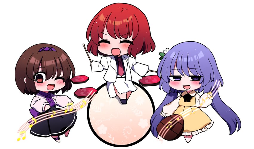 horikawa raiko, tsukumo benben, and tsukumo yatsuhashi (touhou) drawn by you_(noanoamoemoe)