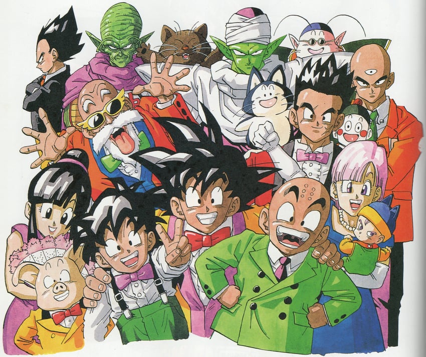 son goku, vegeta, bulma, son gohan, chi-chi, and 12 more (dragon ball and 1 more) drawn by toriyama_akira