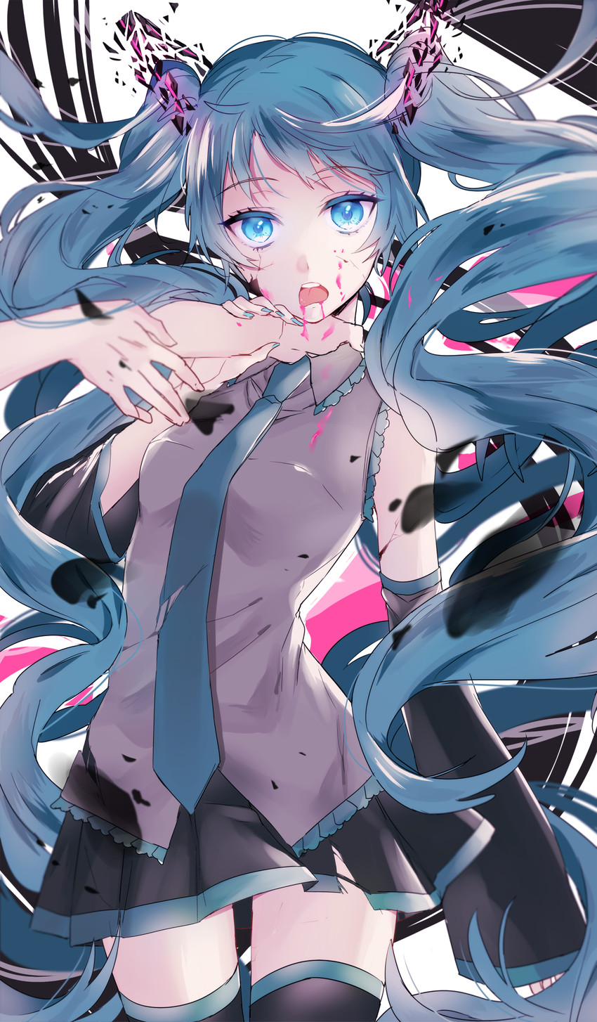 hatsune miku (vocaloid and 1 more) drawn by noka_(blackheart1118)