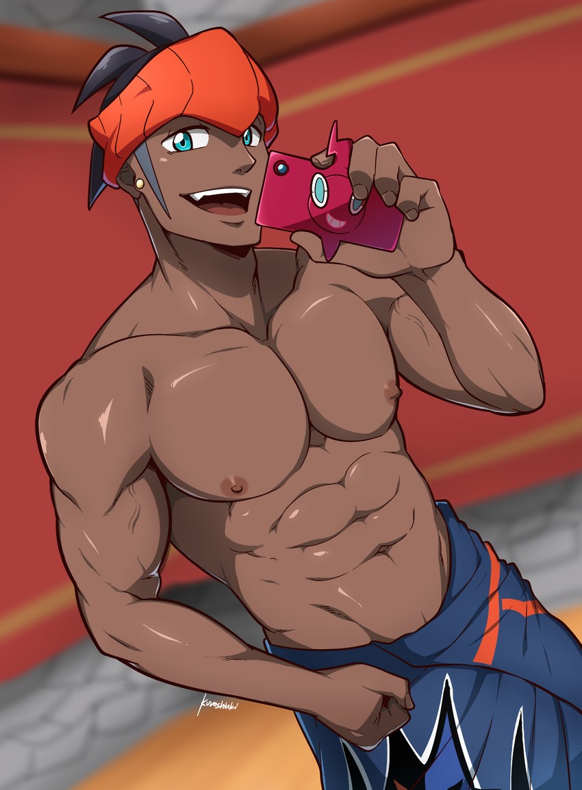 rotom, raihan, and rotom phone (pokemon and 1 more) drawn by kuroshinki