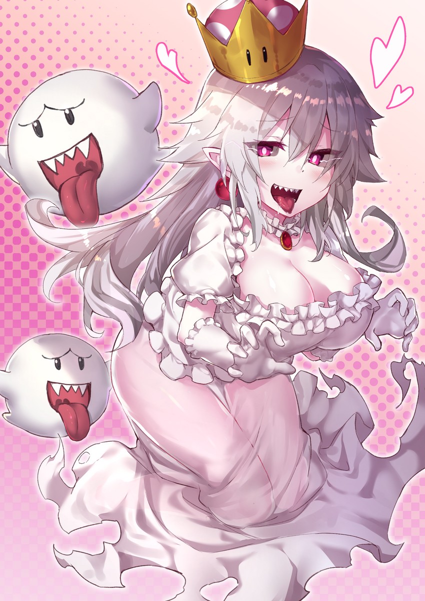 princess king boo and boo (mario and 2 more) drawn by kumai_(kumaisekuro)