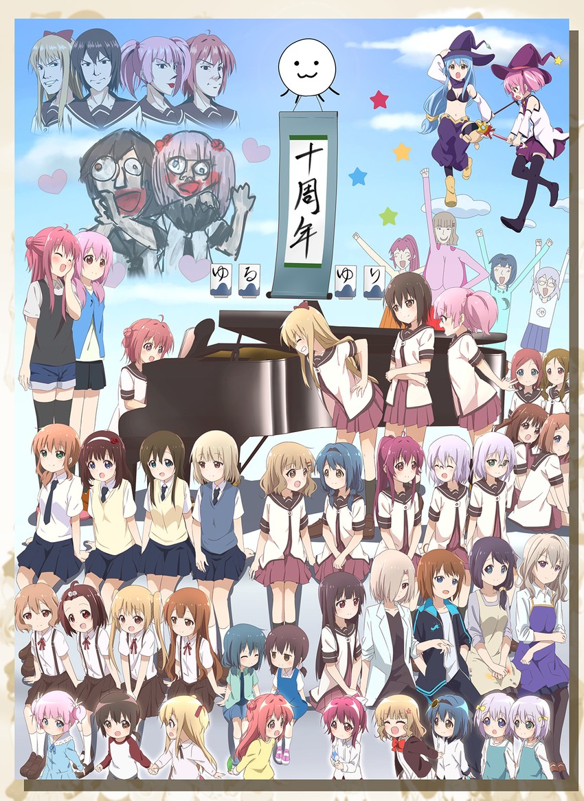 toshinou kyouko, akaza akari, funami yui, yoshikawa chinatsu, oomuro sakurako, and 29 more (yuruyuri and 2 more) drawn by ren_kon