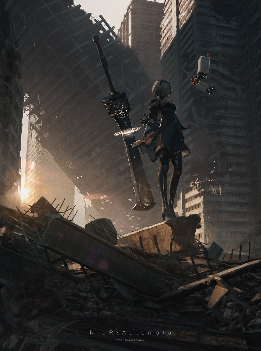 2b and pod (nier and 1 more) drawn by rounin_(amuza)