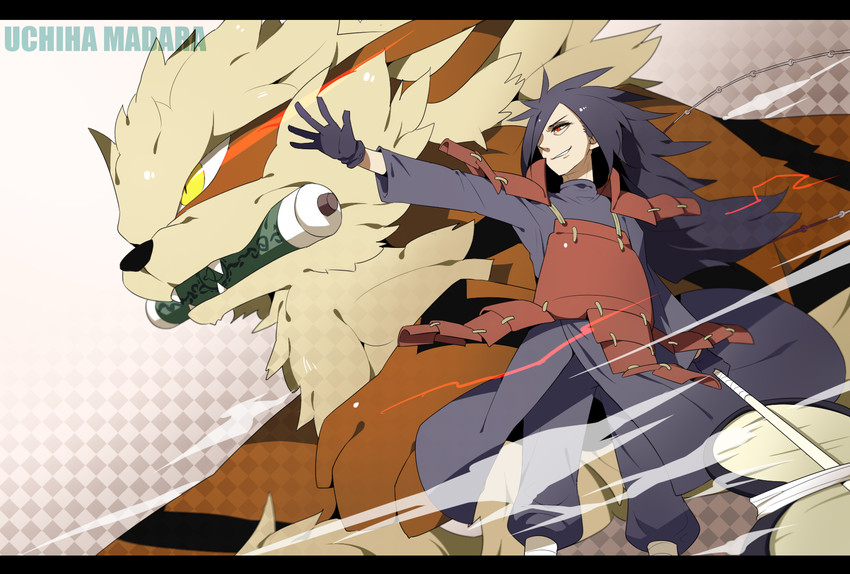 arcanine and uchiha madara (pokemon and 2 more) drawn by zaver