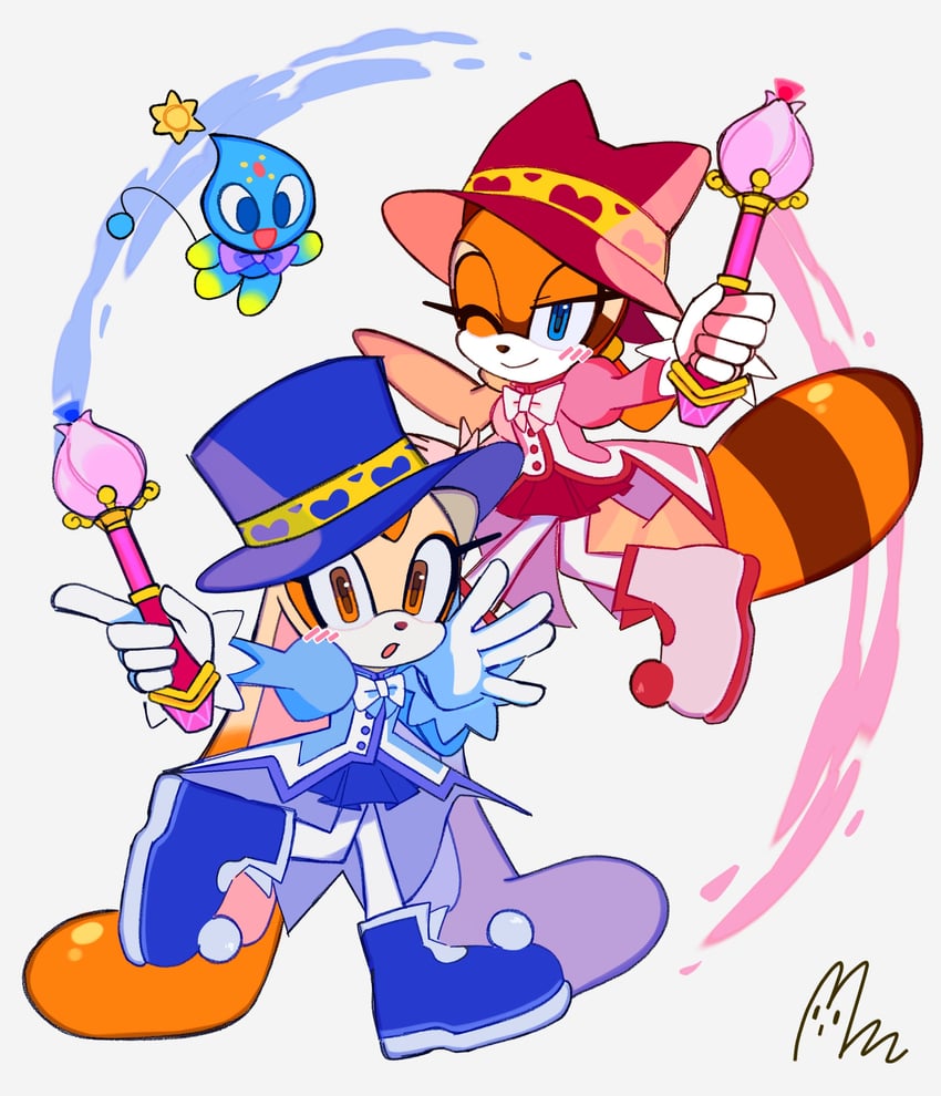 cream the rabbit, neutral chao, fine, rein, cheese, and 3 more (sonic and 2 more) drawn by songsom_s2