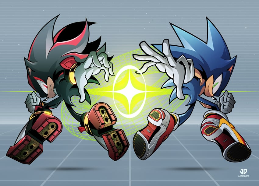 sonic the hedgehog and shadow the hedgehog (sonic and 2 more) drawn by james_diato