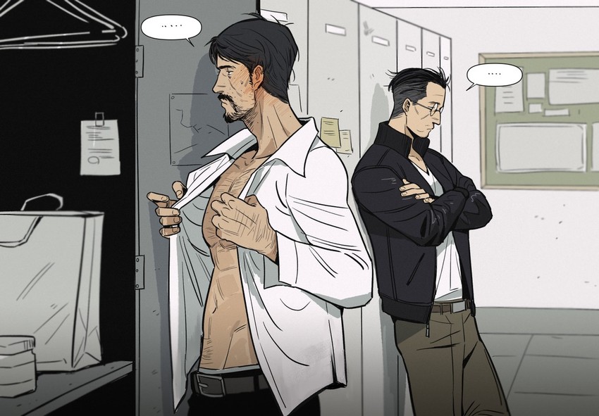 kim kitsuragi and jean vicquemare (disco elysium) drawn by cheetahman_(1ddghfr78cswc)
